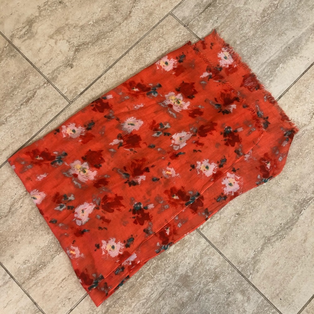 Beautifully Bright Coral/Red/White Scarf